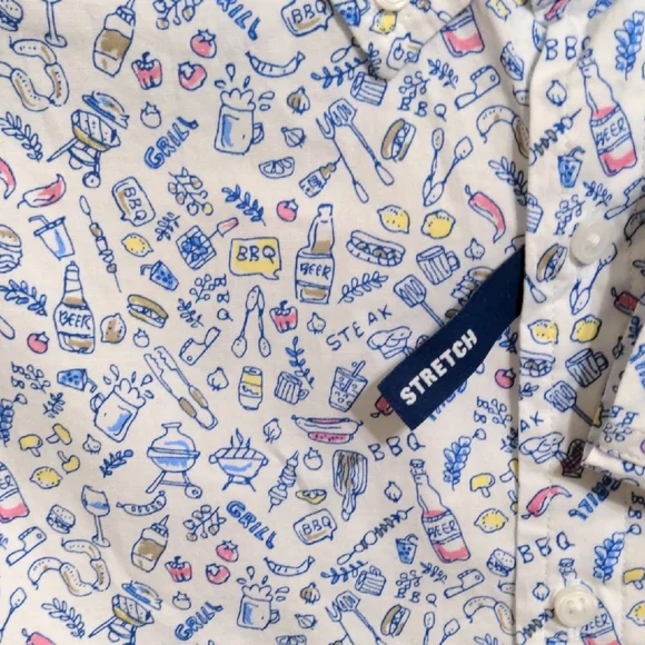 George Men's White Shirt with Blue and Purple Patterns - Picture 4 of 5